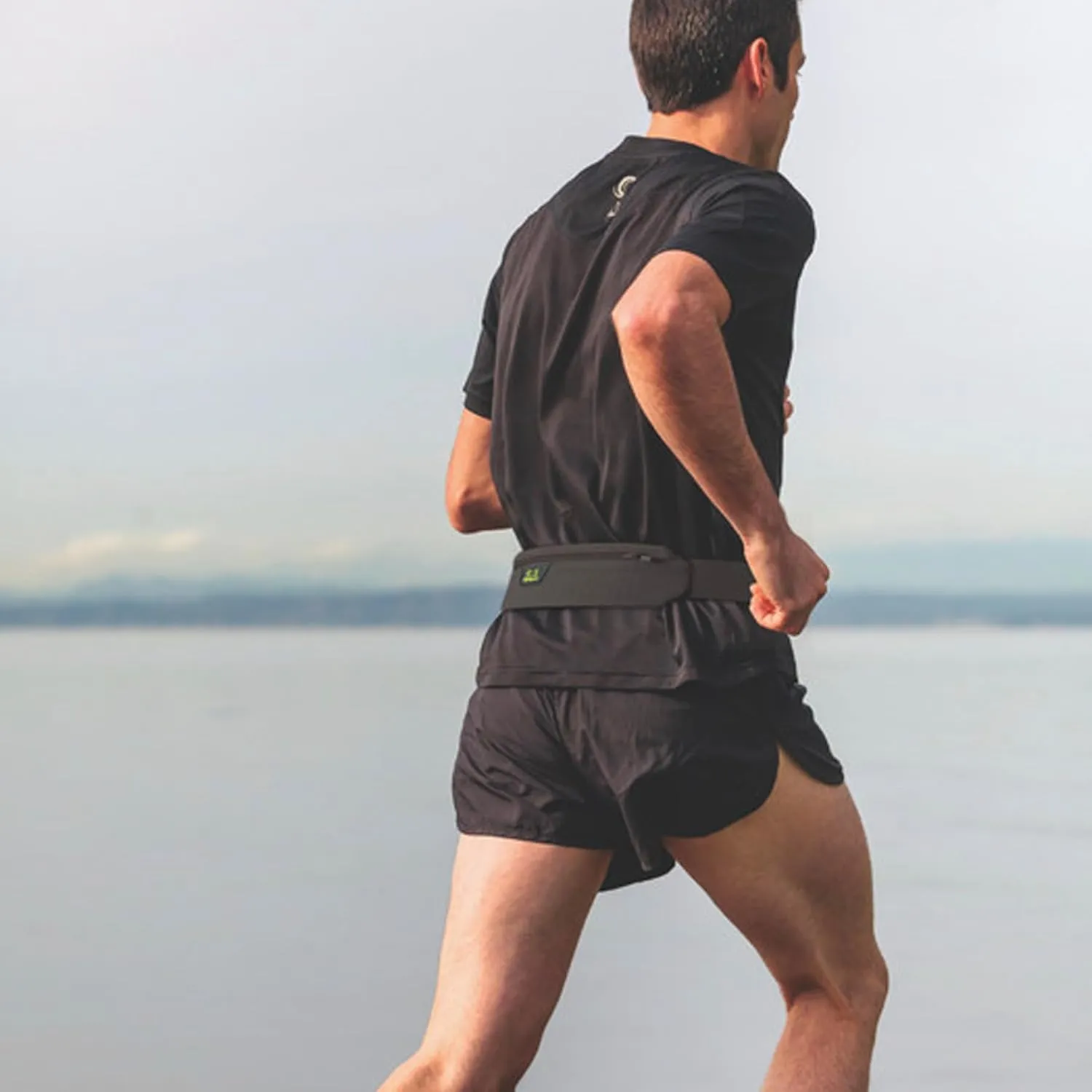 Amphipod AirFlow MicroStretch Plus Belt, Ultra-Light Minimalist Runners Waist Pack Bag for Running & Walking, Men & Women - Hi-Viz/Silver - XL