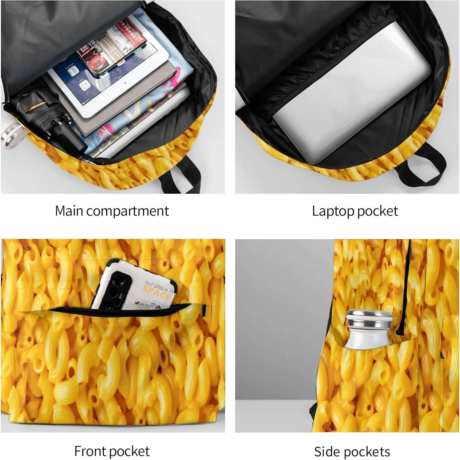 AMRANDOM Macaroni And Cheese Backpack Purse Casual Lightweight Travel Shoulder Bag Rucksack