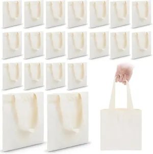 Amylove 48 Pcs Mini Tote Bag Sublimation Blank Canvas Tote Bags Reusable Grocery Luggage DIY Sack Goody for Party Even (8.5 x 8 Inch,Natural Color)