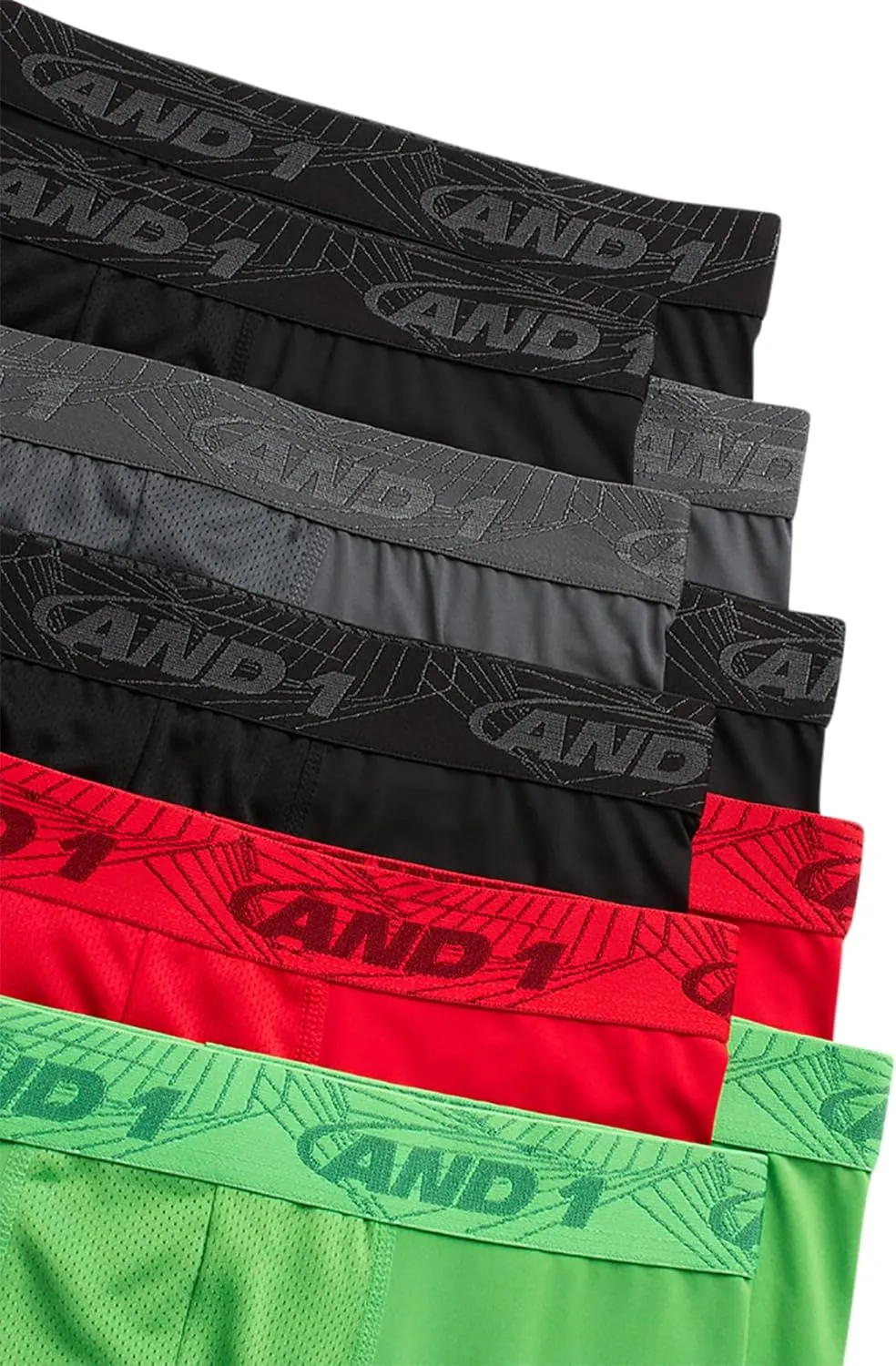 AND1 Mens Boxer Briefs - 10 Pack Performance Stretch Mens Underwear Long Leg Boxers for Men with Contour Pouch (Sizes: S-3XL)