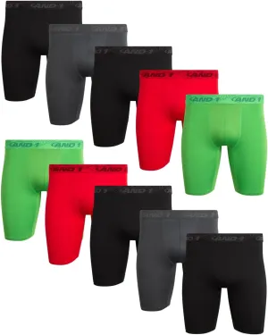 AND1 Mens Boxer Briefs - 10 Pack Performance Stretch Mens Underwear Long Leg Boxers for Men with Contour Pouch (Sizes: S-3XL)