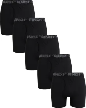 AND1 Mens Boxer Briefs - 5 Pack Stretch Performance Mens Underwear Boxers with Functional Fly Pouch (Sizes: S-3XL)