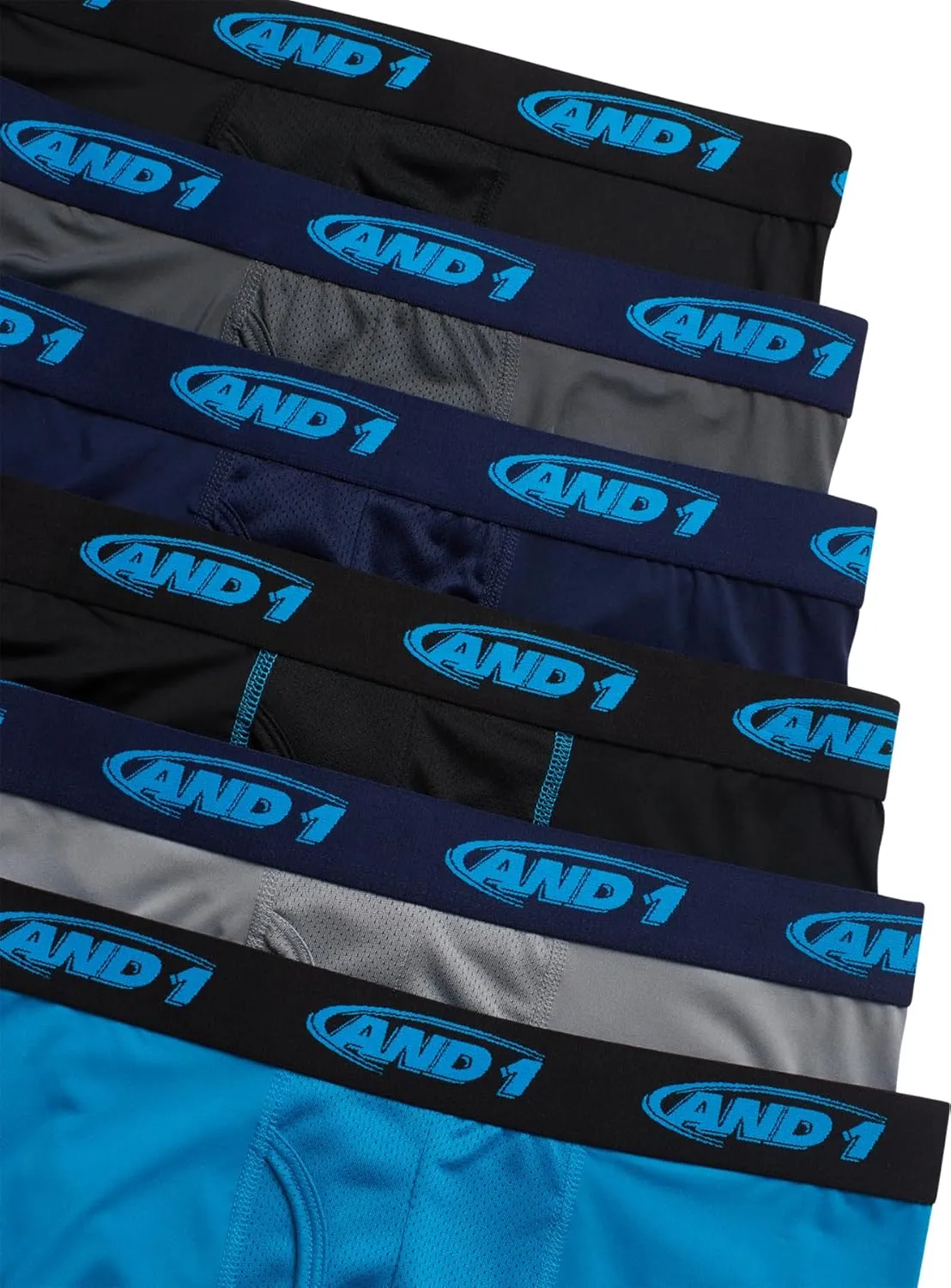 AND1 Mens Boxer Briefs -6 Pack Stretch Compression Underwear with Mesh Contour Pouch -Supportive Fit for Everyday Wear(S-3XL)