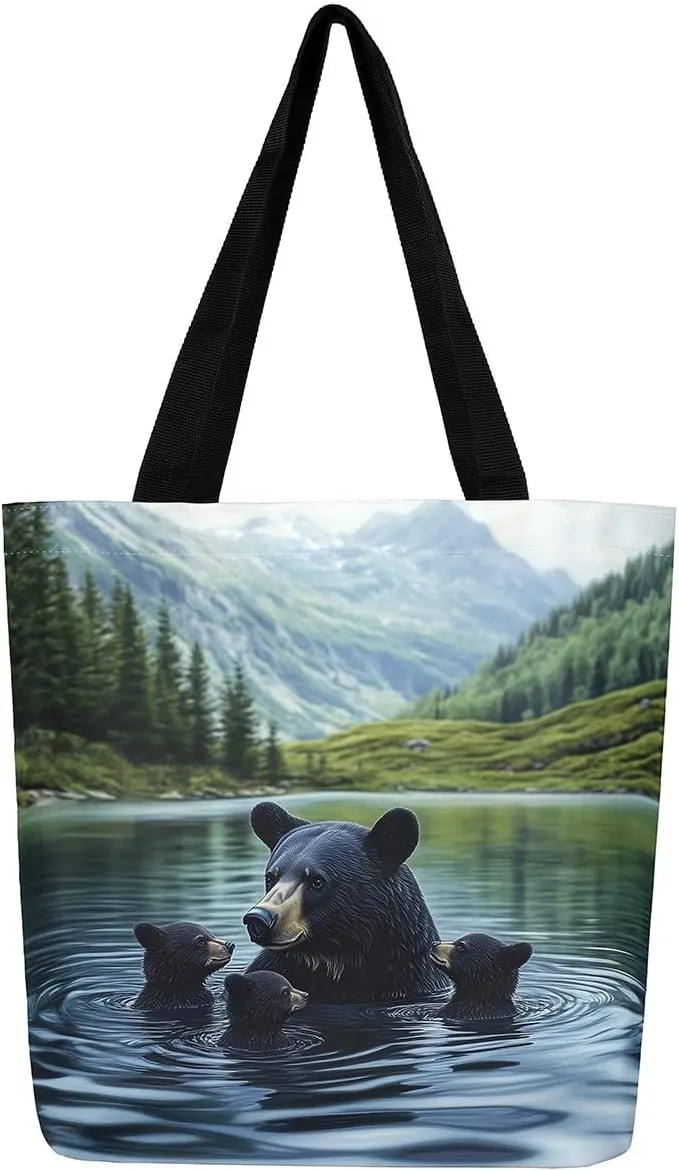 Animal Hunt Canvas Tote Bag,Nature Landsacpe Shoulder Handbags,Large Capacity Travel Bag,Shopping Gym Bag