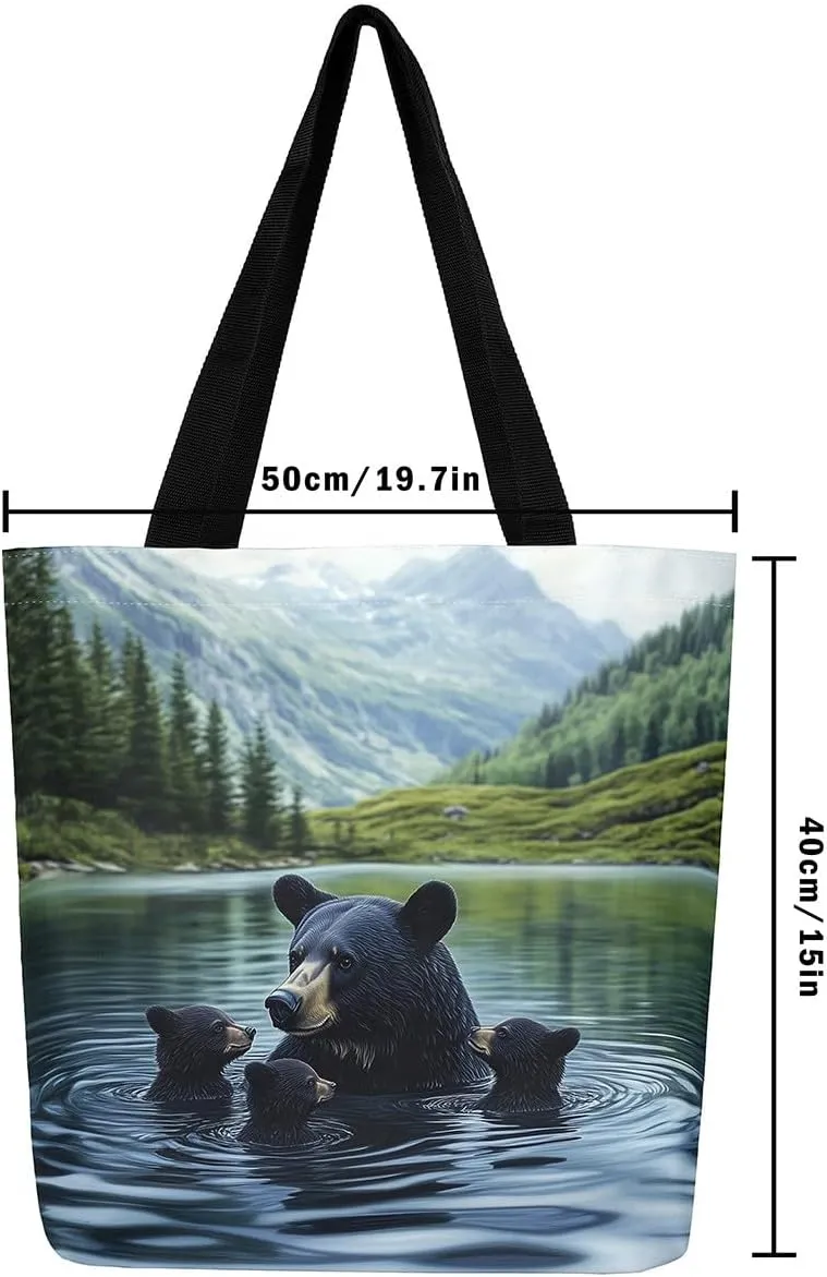 Animal Hunt Canvas Tote Bag,Nature Landsacpe Shoulder Handbags,Large Capacity Travel Bag,Shopping Gym Bag