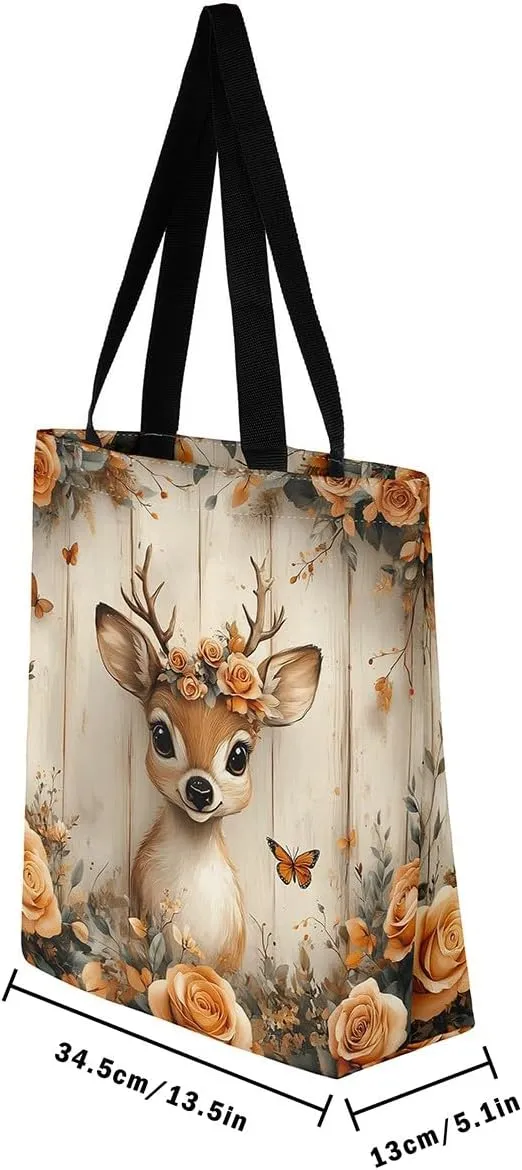 Animal Hunt Canvas Tote Bag,Nature Landsacpe Shoulder Handbags,Large Capacity Travel Bag,Shopping Gym Bag