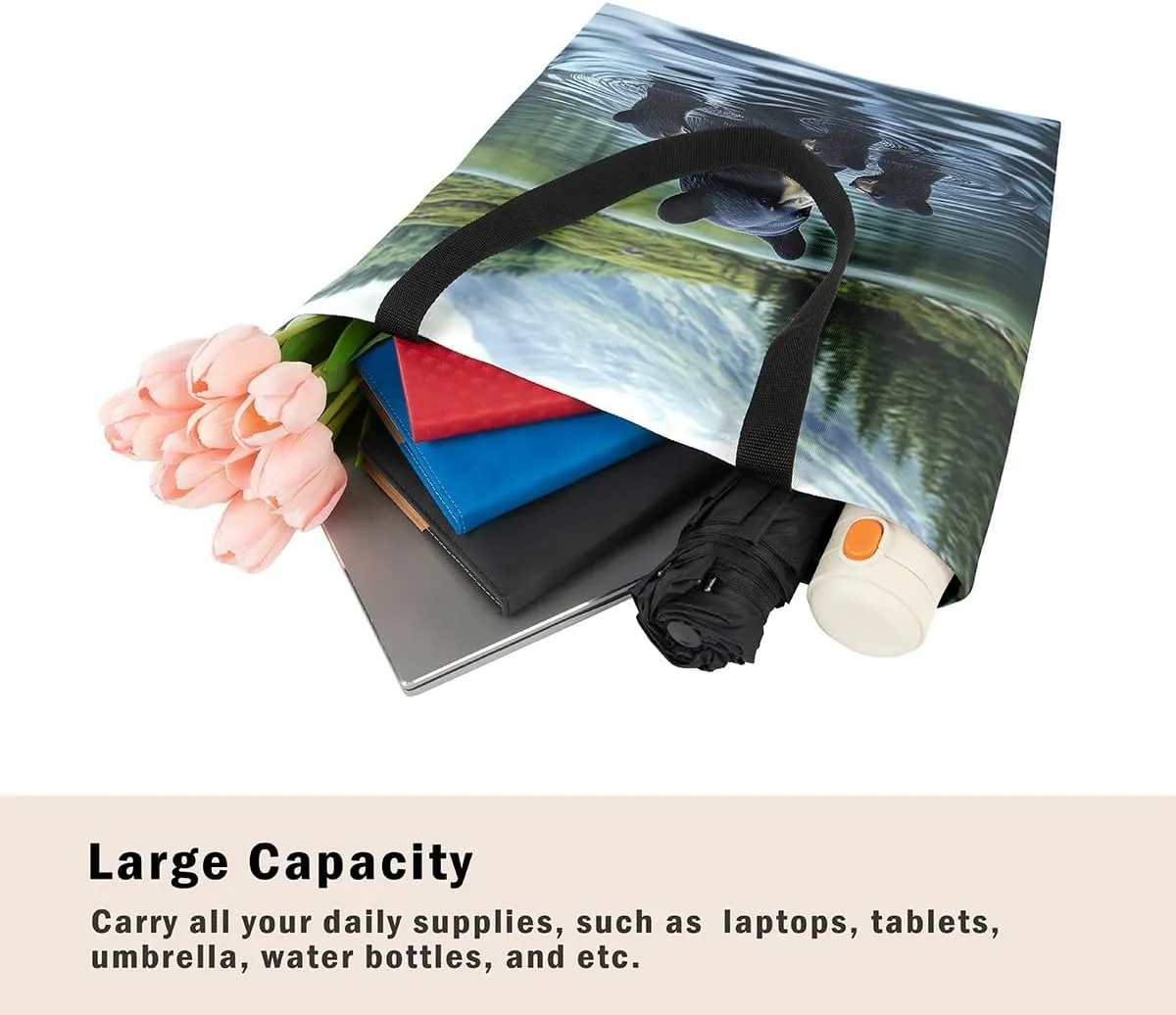 Animal Hunt Canvas Tote Bag,Nature Landsacpe Shoulder Handbags,Large Capacity Travel Bag,Shopping Gym Bag