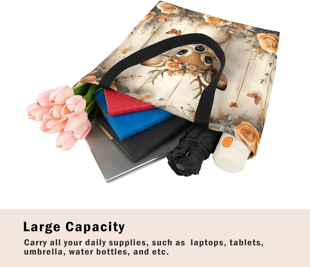 Animal Hunt Canvas Tote Bag,Nature Landsacpe Shoulder Handbags,Large Capacity Travel Bag,Shopping Gym Bag