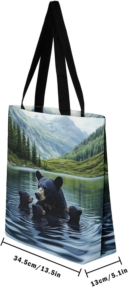 Animal Hunt Canvas Tote Bag,Nature Landsacpe Shoulder Handbags,Large Capacity Travel Bag,Shopping Gym Bag