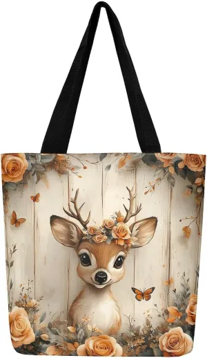 Animal Hunt Canvas Tote Bag,Nature Landsacpe Shoulder Handbags,Large Capacity Travel Bag,Shopping Gym Bag