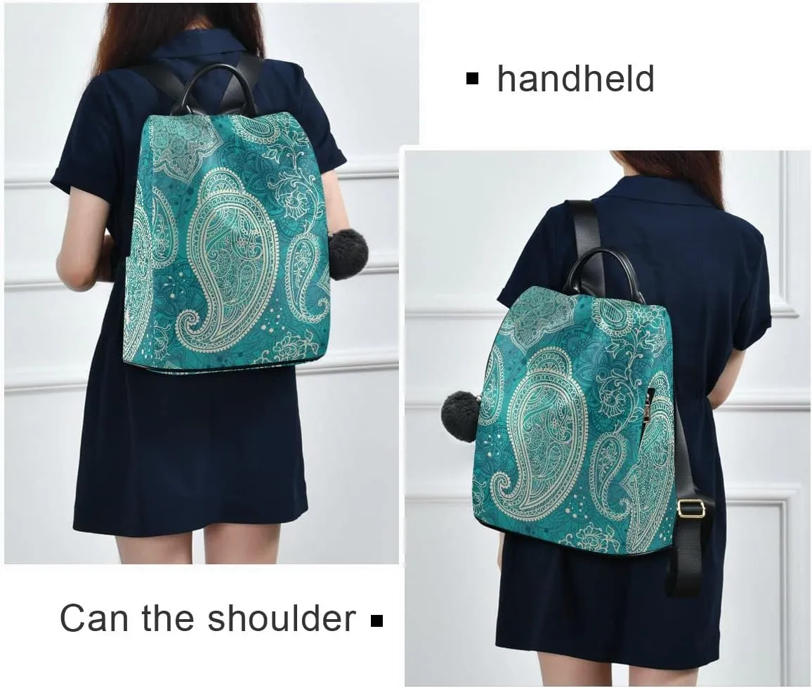 Anti Theft Backpack Paisley Indian Ethnic Floral Tribal Women Large Fashion Travel Shoulder Bag Purse Rucksack Lightweight