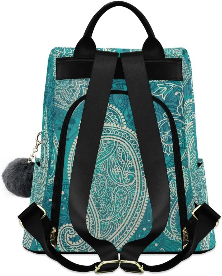Anti Theft Backpack Paisley Indian Ethnic Floral Tribal Women Large Fashion Travel Shoulder Bag Purse Rucksack Lightweight