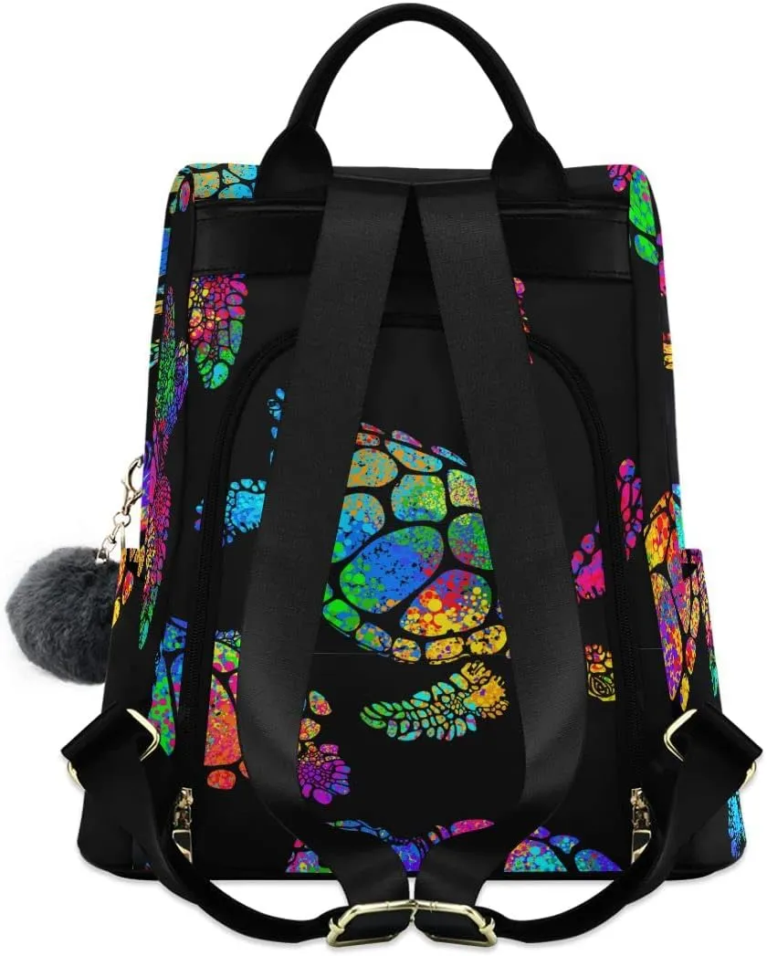 Anti Theft Backpack Turtle Mandala Color Women Large Fashion Travel Shoulder Bag Purse Rucksack Lightweight