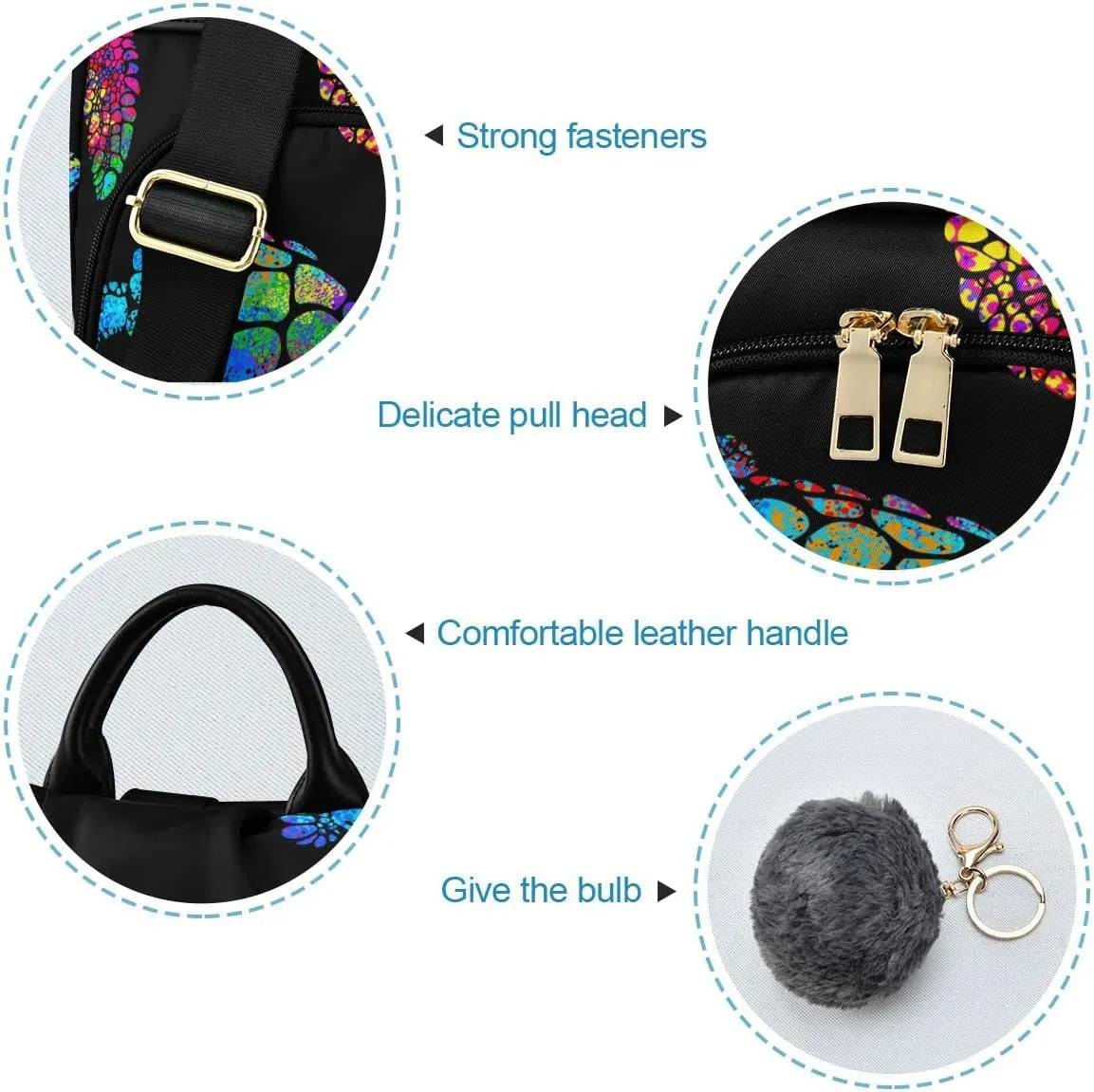 Anti Theft Backpack Turtle Mandala Color Women Large Fashion Travel Shoulder Bag Purse Rucksack Lightweight