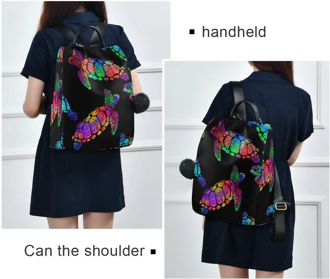 Anti Theft Backpack Turtle Mandala Color Women Large Fashion Travel Shoulder Bag Purse Rucksack Lightweight