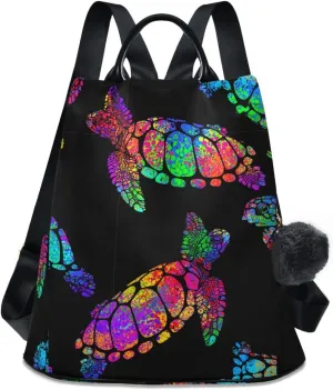 Anti Theft Backpack Turtle Mandala Color Women Large Fashion Travel Shoulder Bag Purse Rucksack Lightweight
