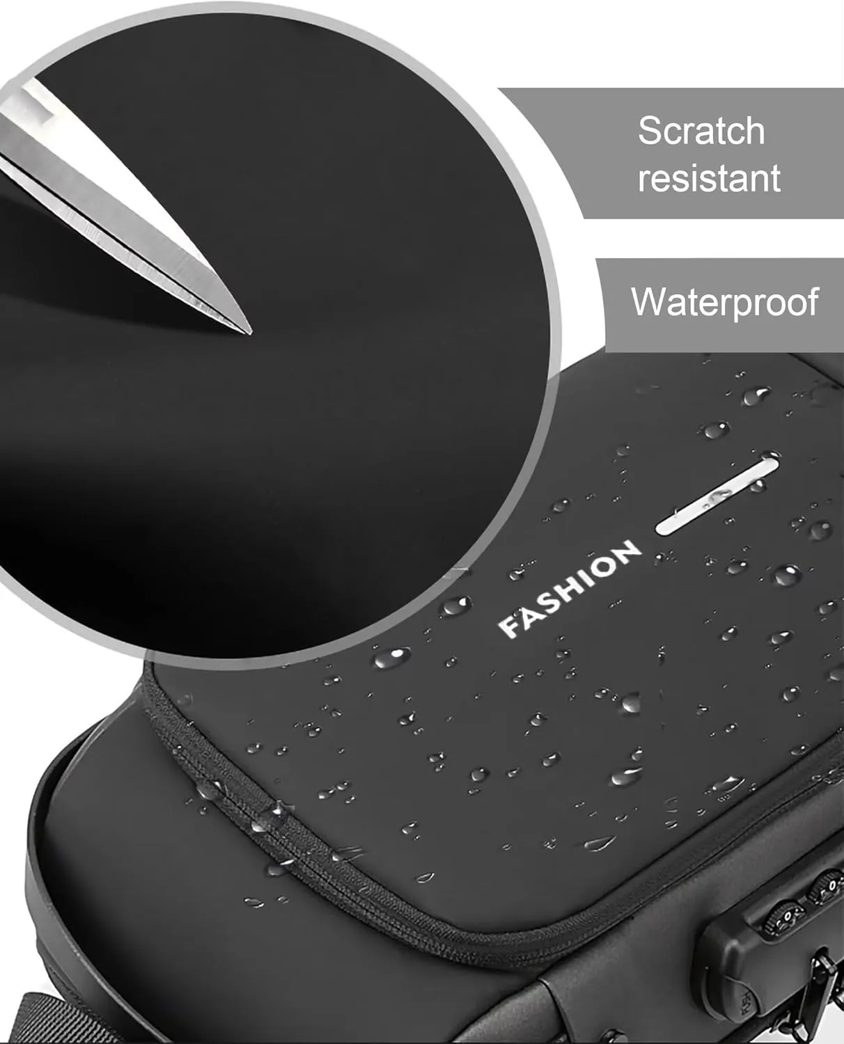Anti Theft Sling Bag for Men Women, Password Anti-theft Crossbody Bag with USB Charging Port Waterproof Shoulder Bag Crossbody Sling Backpack for Hiking Cycling Running Travel