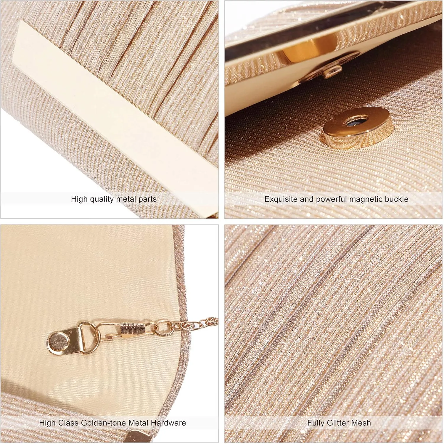 AO ALI VICTORY Glitter Clutch Purses for Women Evening Bags Clutches Flap Envelope Handbags Large Wedding Party Prom Purse