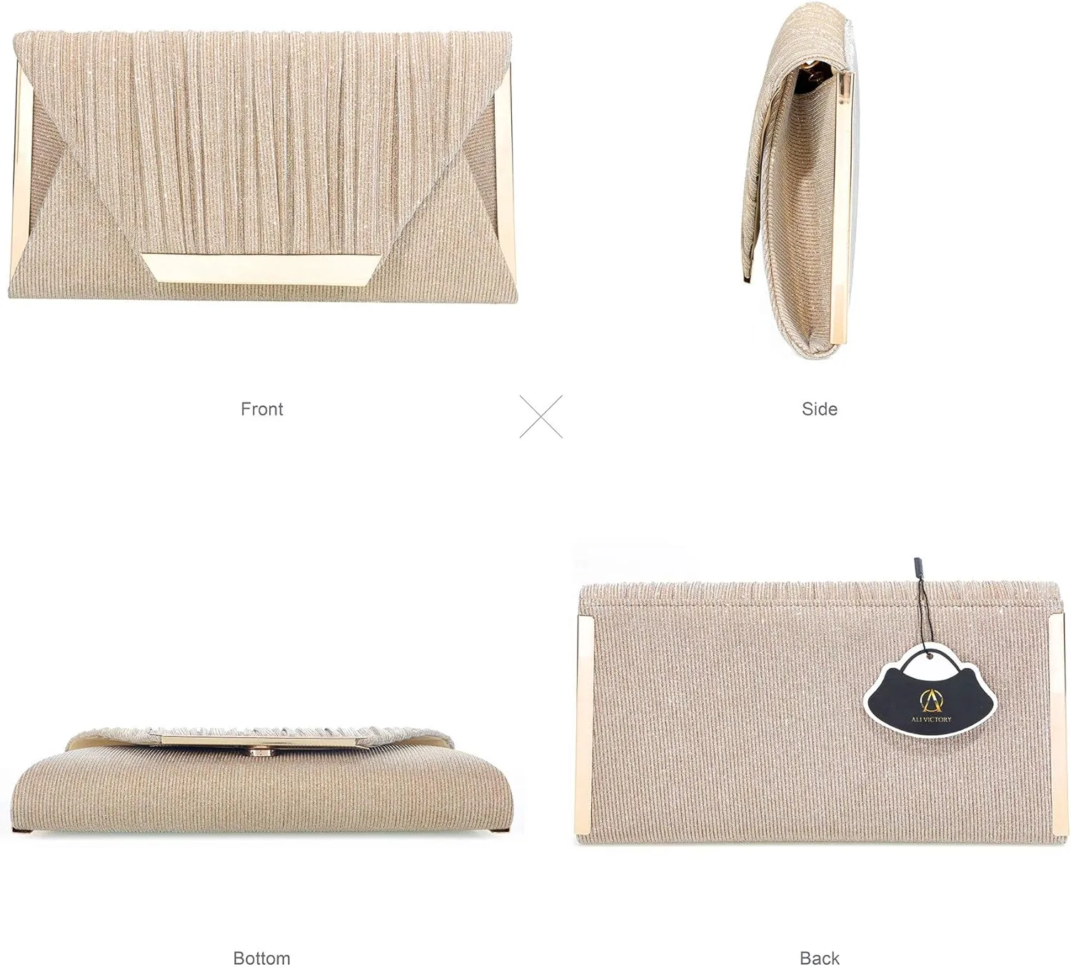 AO ALI VICTORY Glitter Clutch Purses for Women Evening Bags Clutches Flap Envelope Handbags Large Wedding Party Prom Purse
