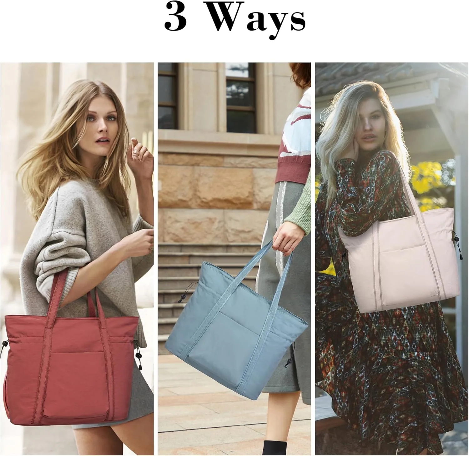 AOCINA 16L Tote Bag for Women Work with Zipper Womens Casual Shoulder Bags for Gym Beach Travel Shopping