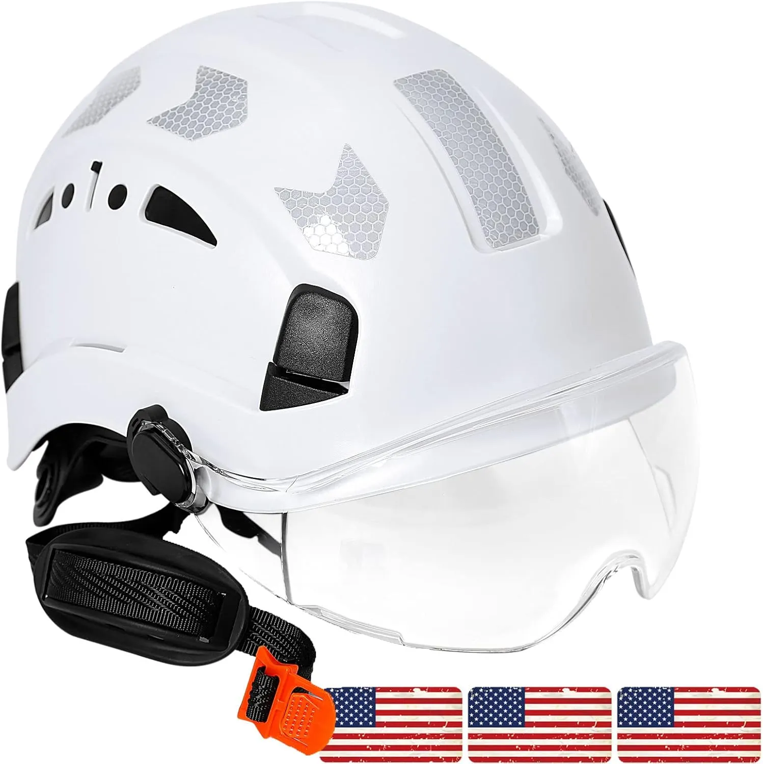 AOLAMEGS Construction Safety Hard Hat - ANSI Z89.1 Type Ι OSHA Approved Safety Helmets with Chin Straps Lightweight Reflective Vented ABS Hard Hats For Men Women Industrial Workwear 6-point Suspension