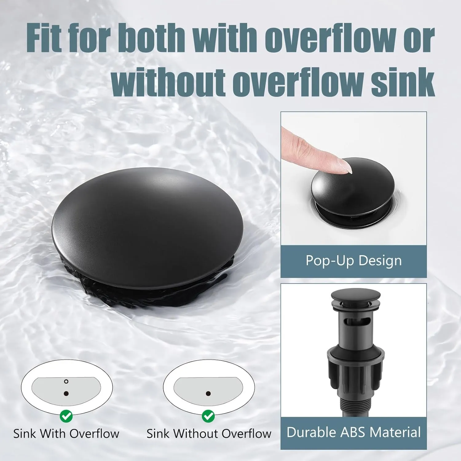 Aolemi Bathroom Sink Faucet Single Hole Cold and Hot Double Handle Cross Knobs Vanity Vessel Sink Basin Mixer Tap with Deck Cover Plate with Pop Up Drain Matte Black