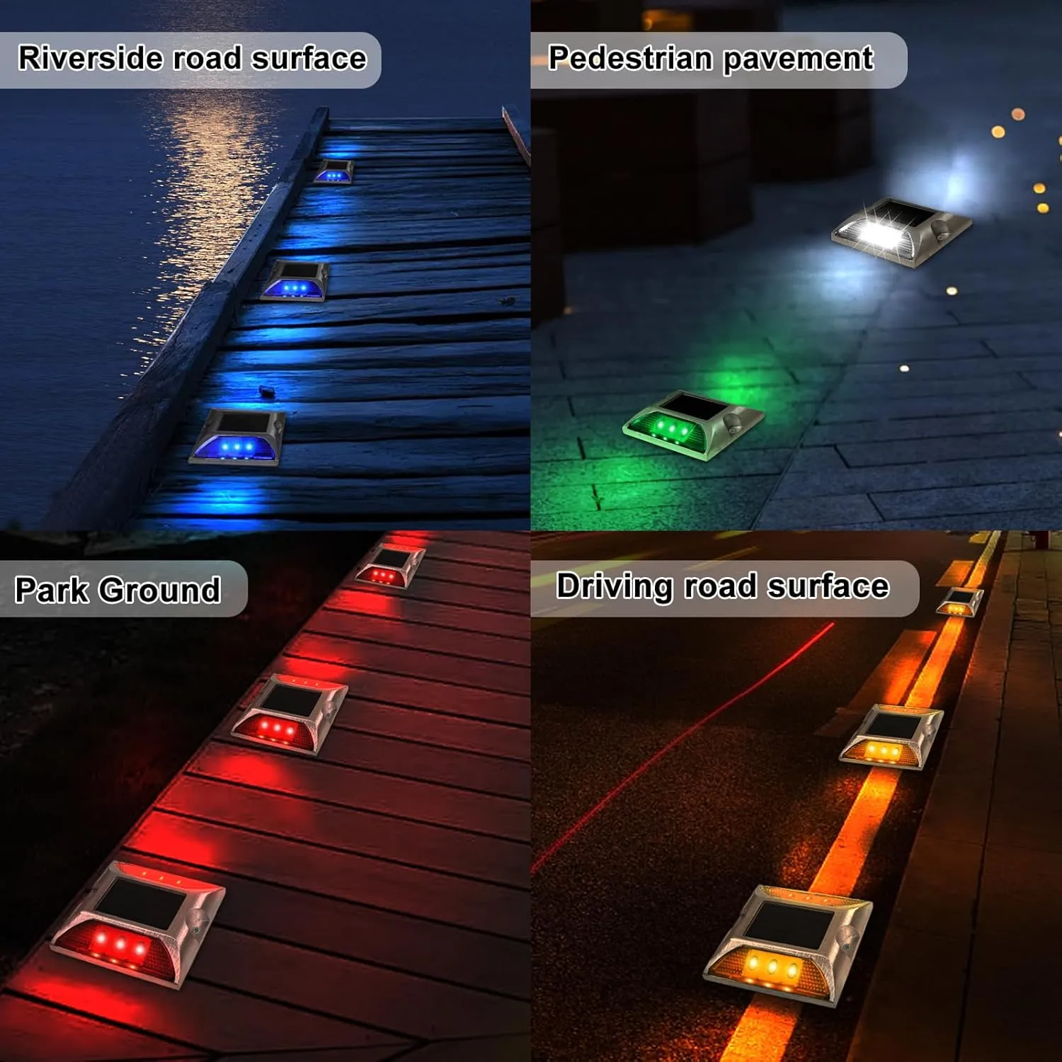Aolyty Solar Driveway Marker Lights Outdoor, IP68 Waterproof Solar Dock Lights, Bright Warning Flashes Lights Reflective Road Marker for Deck Sidewalk Stair Garden Pathway (Yellow, 4 Pack)