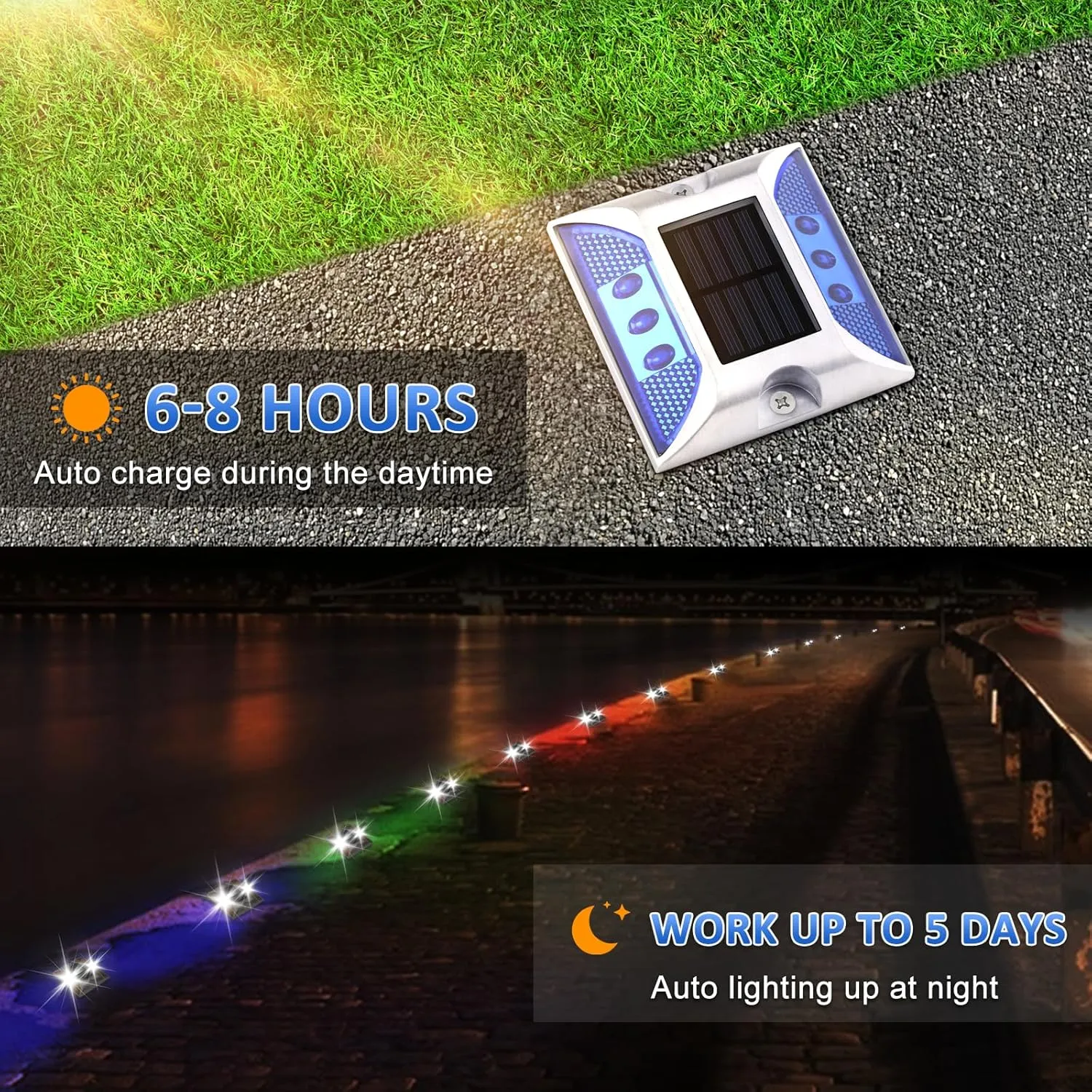 Aolyty Solar Driveway Marker Lights Outdoor, IP68 Waterproof Solar Dock Lights, Bright Warning Flashes Lights Reflective Road Marker for Deck Sidewalk Stair Garden Pathway (Yellow, 4 Pack)