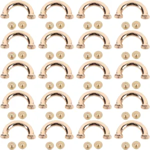 Arch Bridge Buckle D Ring Connector Metal Screw Installation for Handbag Purse Backpack with Light Gold Finish 17.5x12x5mm