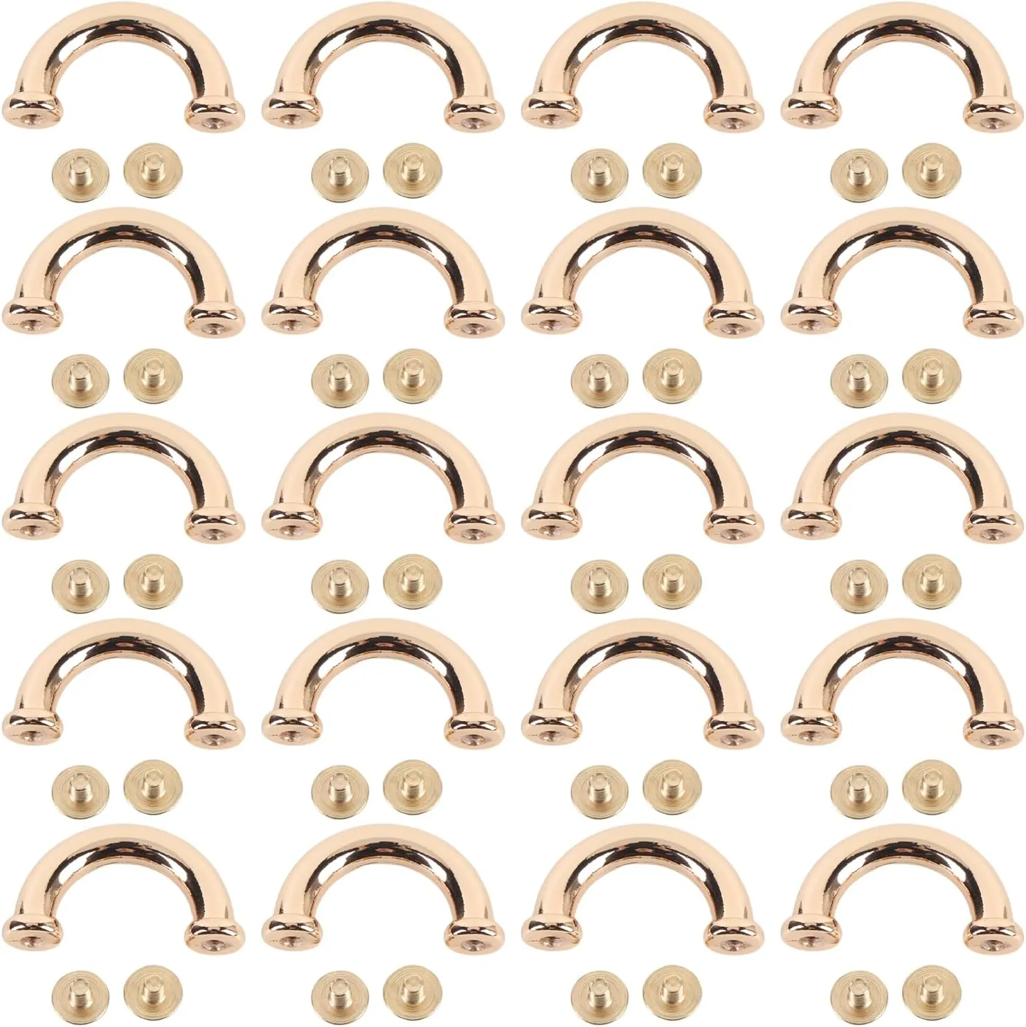 Arch Bridge Buckle D Ring Connector Metal Screw Installation for Handbag Purse Backpack with Light Gold Finish 17.5x12x5mm