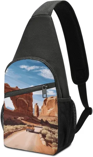 Arches National Park Entrance Sling Bag Mini Crossbody Bags Travel Daypack Fanny Chest Bag Sling Backpack for Men Women