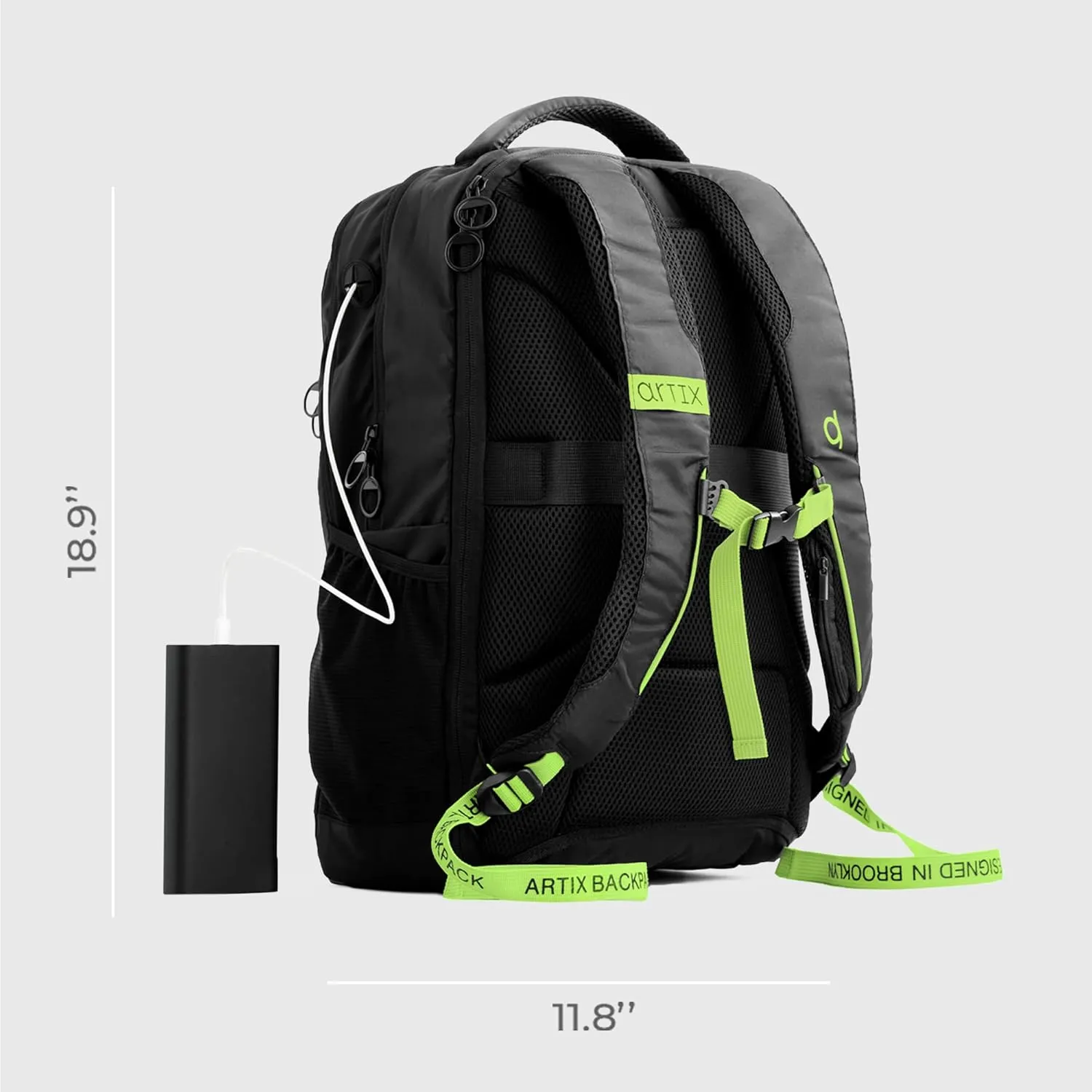 ARTIX® Waterproof Laptop Backpack for Men & Women | Large 17.3-inch Travel Backpack | Stylish & Durable Computer Bag for Business, Office & Work | Versatile Rucksack for Adults (Black/Green)