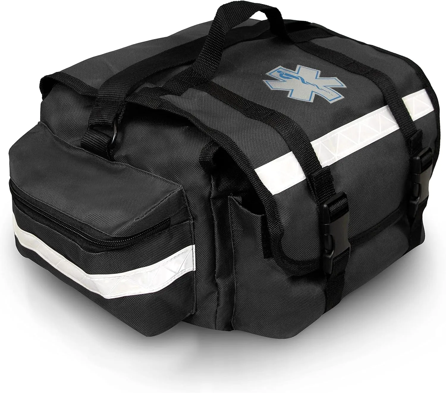 ASA TECHMED First Aid Responder EMS/EMT Emergency Medical Bag Empty 17"x9"x7" - Ideal for Paramedics, Firefighters, Nurses, EMTs, Home Health Aides, Black