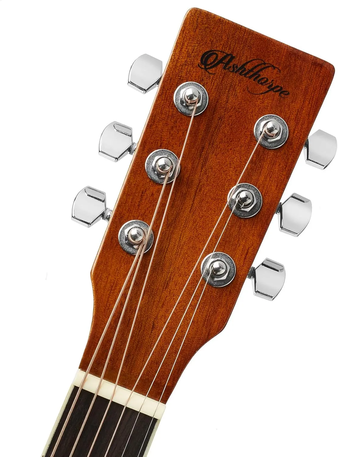 Ashthorpe Full-Size Dreadnought Cutaway Acoustic-Electric Guitar Bundle - Premium Tonewoods - Brown