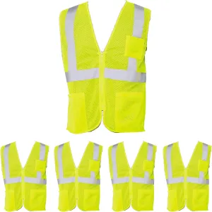 ATERET Reflective High Visibility Safety Vest, Class 2 Type R, 5 Pack I Compliance with ANSI/ISEA 107-2015