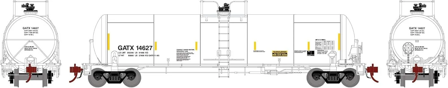Athearn HO 20K Gal Acid Tank GATX #14627 ATHG37992 HO Rolling Stock