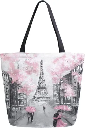 AUUXVA Canvas Tote Bags Large Canvas Handbag Purse Shoulder Shopping Bag with Zipper Pouch