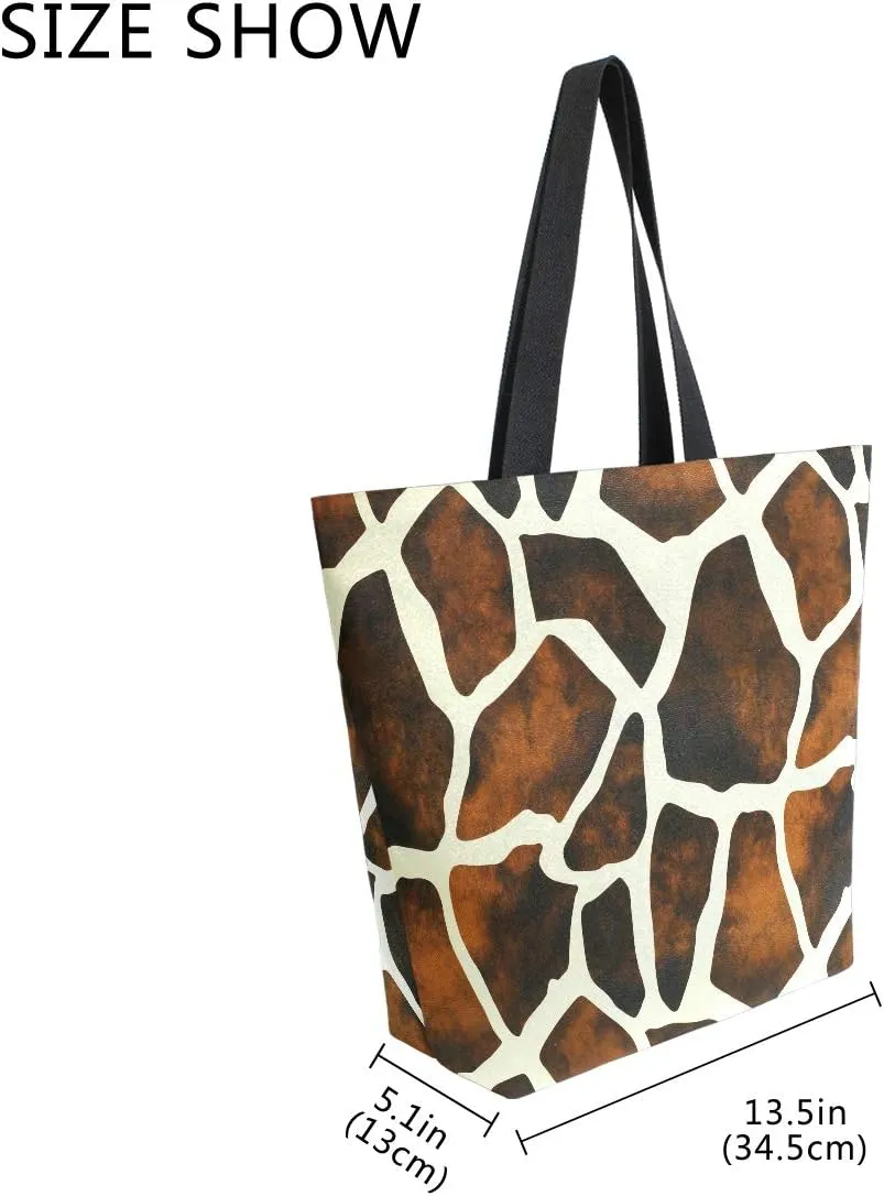 AUUXVA Canvas Tote Bags Large Canvas Handbag Purse Shoulder Shopping Bag with Zipper Pouch