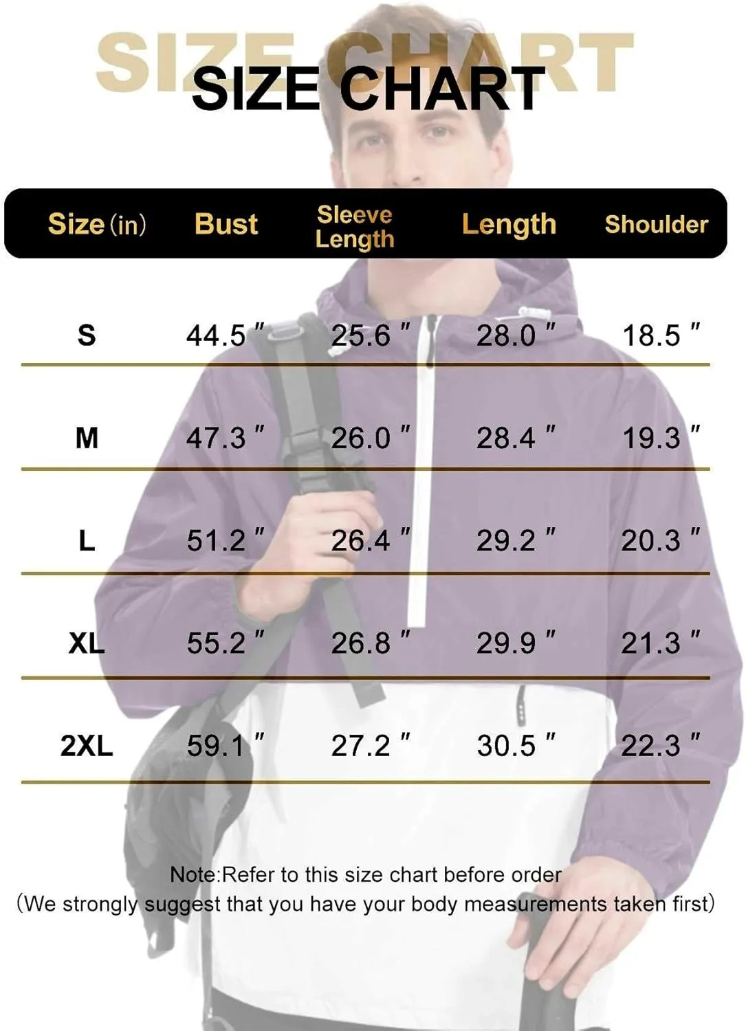 Avoogue Men's Rain Jacket Waterproof Lightweight windbreaker Packable Pullover for Hiking Golf Running