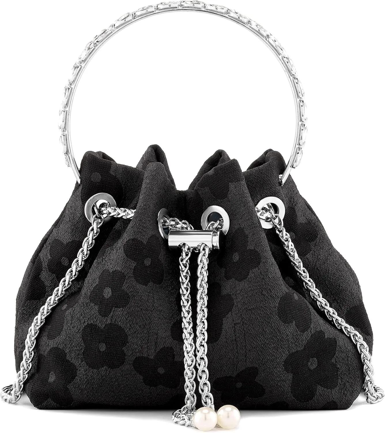 Ayliss Women Evening Handbag Mini Clutch Rhinestone Pouch Crossbody Handbag Purse Top Handle Floral Shoulder Bag Prom