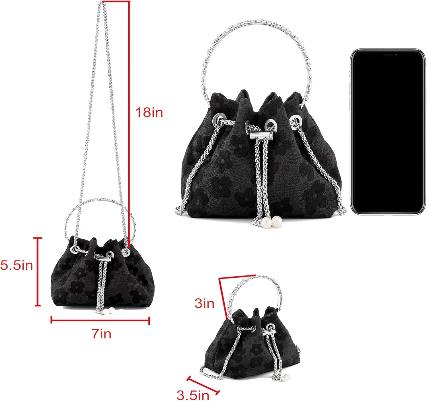 Ayliss Women Evening Handbag Mini Clutch Rhinestone Pouch Crossbody Handbag Purse Top Handle Floral Shoulder Bag Prom