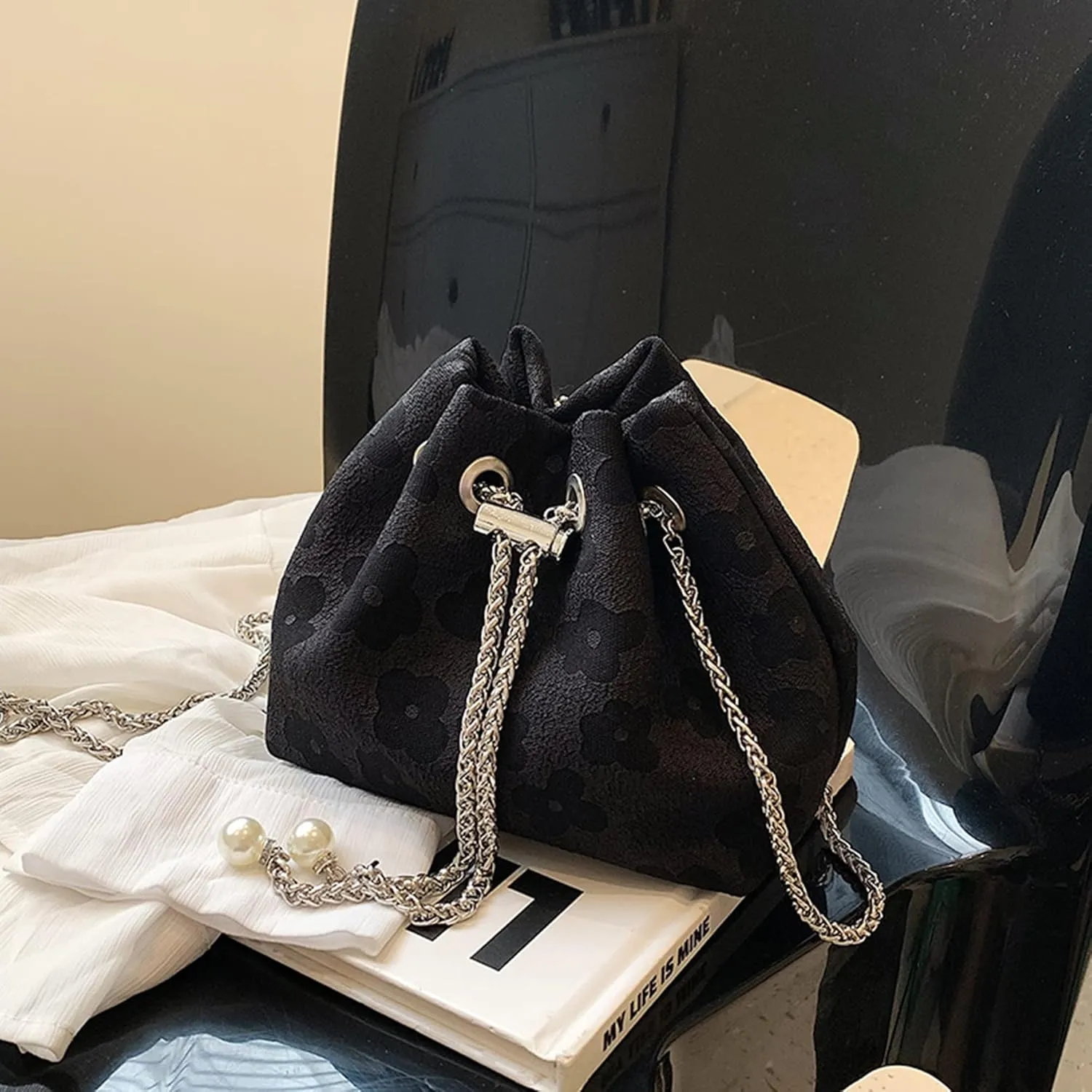 Ayliss Women Evening Handbag Mini Clutch Rhinestone Pouch Crossbody Handbag Purse Top Handle Floral Shoulder Bag Prom