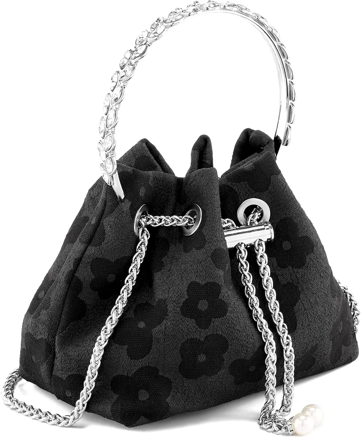 Ayliss Women Evening Handbag Mini Clutch Rhinestone Pouch Crossbody Handbag Purse Top Handle Floral Shoulder Bag Prom