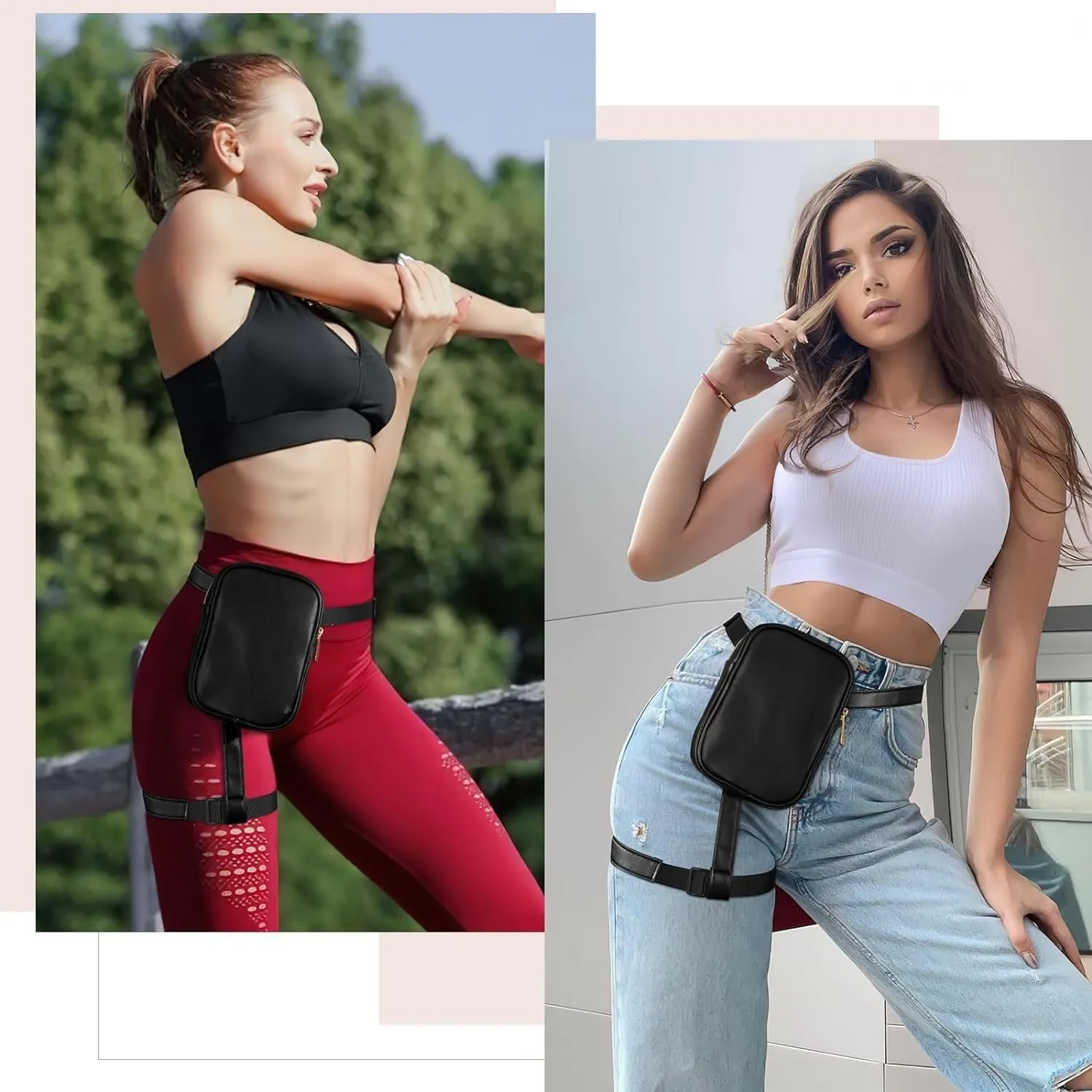AYNEFY Thigh Harness Leg Purse, Leg Harness Bag Easy Installation Waterproof Portable Durable PU Leather for Outdoor
