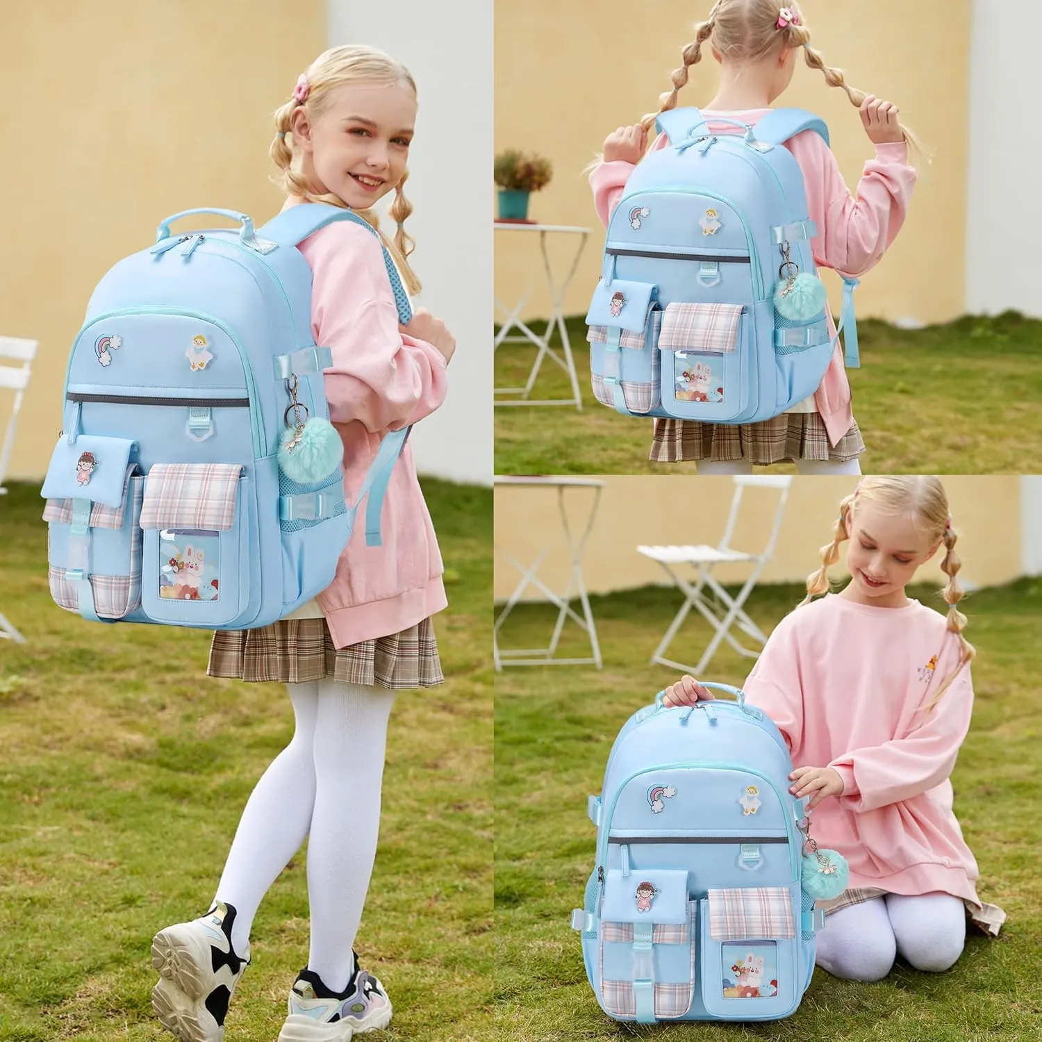 Backpack for Girls, 15.6 Inch Laptop School Bag Kids Kindergarten Elementary College Backpacks Large Bookbags for Teen Girl Women Students Casual Travel Daypacks (Blue)