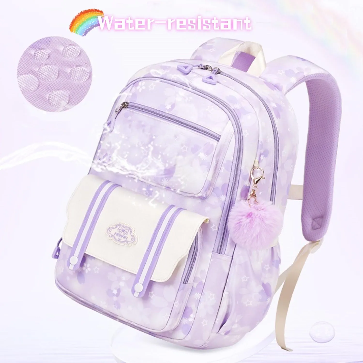Backpack for Girls with Chest Buckle Water Resistant School Bag Kids Bookbag for Elementary School, 02-blue