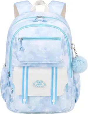 Backpack for Girls with Chest Buckle Water Resistant School Bag Kids Bookbag for Elementary School, 02-blue