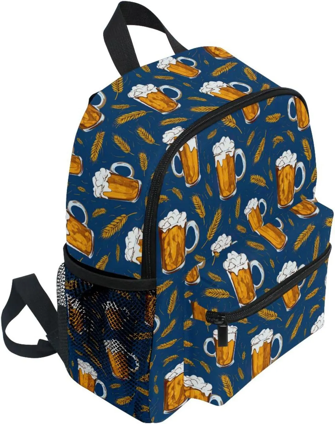 Backpack for Toddler Boys Girls Beer Wheat Blue Pattern Lightweight Mini Shoulder Bag Casual Daypack Rucksack for Kindergarten Preschool Nursery Outdoor Travel Age 3-8 M