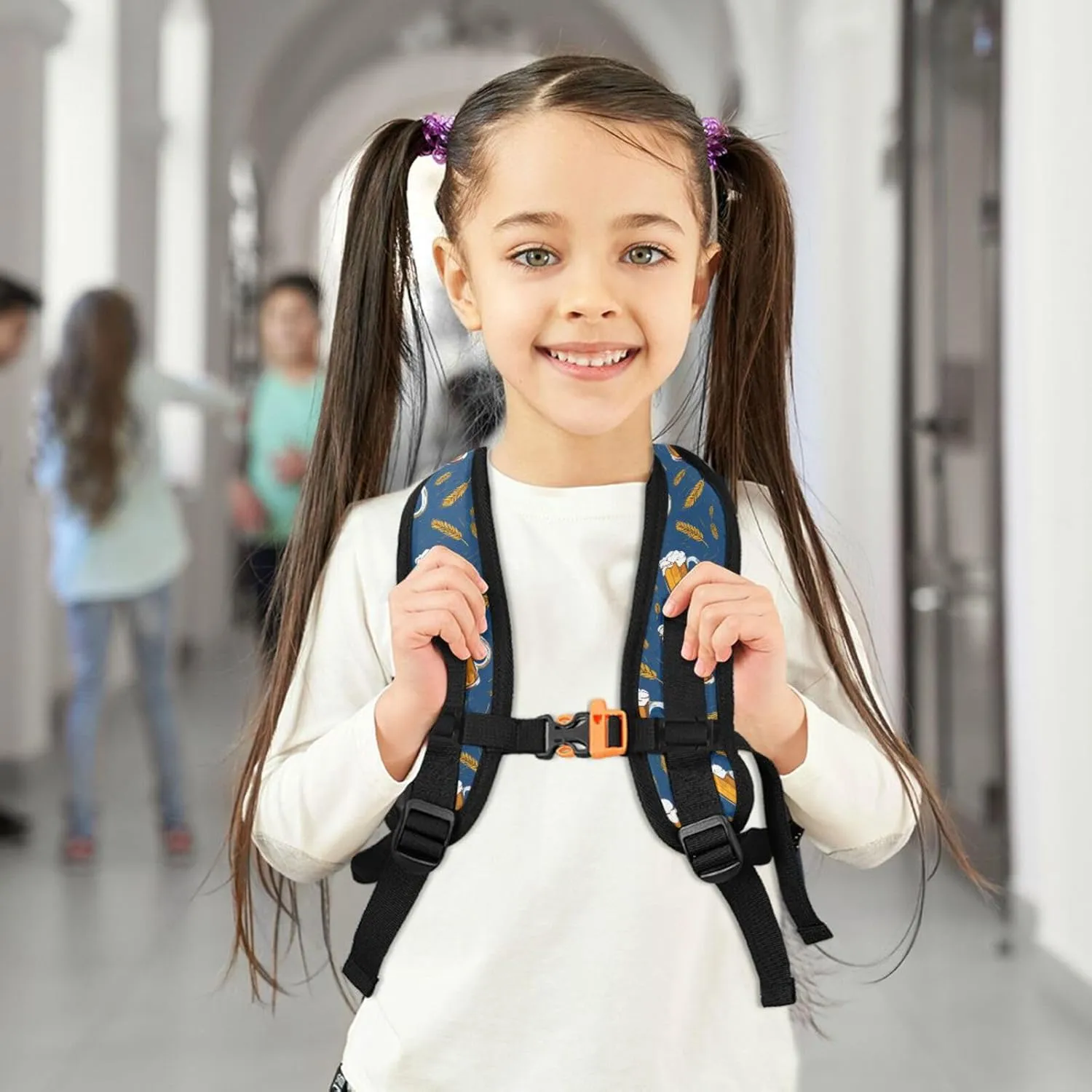 Backpack for Toddler Boys Girls Beer Wheat Blue Pattern Lightweight Mini Shoulder Bag Casual Daypack Rucksack for Kindergarten Preschool Nursery Outdoor Travel Age 3-8 M
