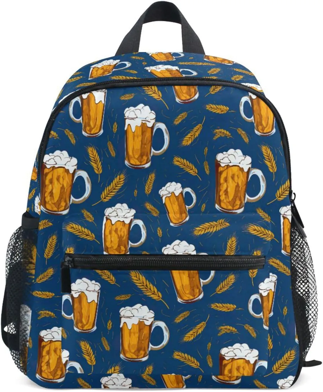 Backpack for Toddler Boys Girls Beer Wheat Blue Pattern Lightweight Mini Shoulder Bag Casual Daypack Rucksack for Kindergarten Preschool Nursery Outdoor Travel Age 3-8 M